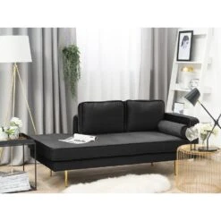 MIRAMAS - Chaise Longue - Zwart - Rechterzijde - Fluweel -VIDAXL Winkel 72a9fa1d27e747a78a190eb34629ab58
