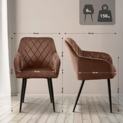 CLP Set Van 2 Eetkamerstoel Monett Zwart Frame - Fluweel - Bruin -VIDAXL Winkel 72c0742539424d95ab7509a017745fbc