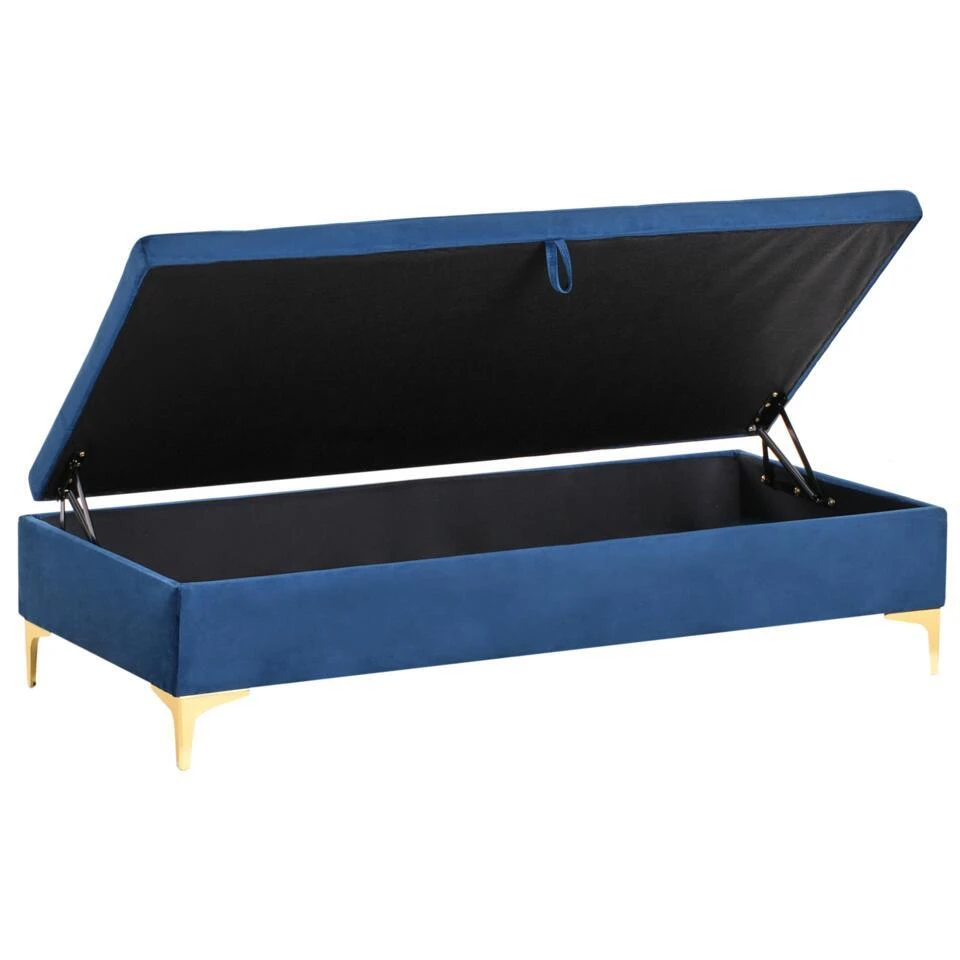 ABERDEEN - Ottomaan Met Opbergruimte - Marineblauw - Fluweel 6 ABERDEEN - Ottomaan Met Opbergruimte - Marineblauw - Fluweel - Afbeelding 6