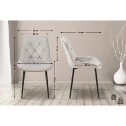 CLP Set Van 2 Eetkamerstoel Wallace Zwart Frame - Fluweel - Grijs -VIDAXL Winkel 73a5d287abc1457282ba5ea6da56816d