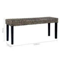 VidaXL Bankje 110 Cm Natuurlijk Kubu Rattan En Massief Mangohout Zwart -VIDAXL Winkel 75bef58e95ba4e4e83a4edad2725755e