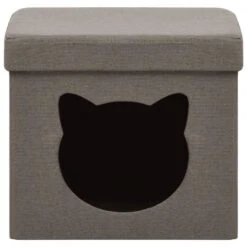 VidaXL Opbergkruk Met Kattenpatroon Inklapbaar Stof Taupe -VIDAXL Winkel 75fe10f1468d40cda697e2527d0a5fae