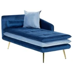 GONESSE - Chaise Longue - Blauw - Fluweel -VIDAXL Winkel 7612154d00ed40208eaed1491f46dc09
