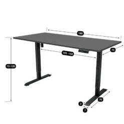 Elektrisch Verstelbaar Bureau - 180x80 Cm - Single Motor - Zwart / Antraciet -VIDAXL Winkel 7633c5c3d7ac4281bfa506bf2234e09c