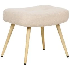 VEJLE II - Fauteuil Met Hocker - Beige - Bouclé -VIDAXL Winkel 76b0928a16b94e85982c833c257c1a46