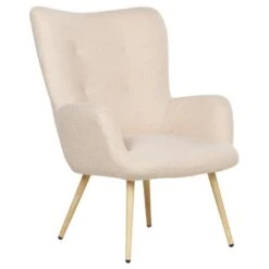 VEJLE II - Fauteuil Met Hocker - Beige - Bouclé -VIDAXL Winkel 778225b49587427a928f3df540a3d0a4