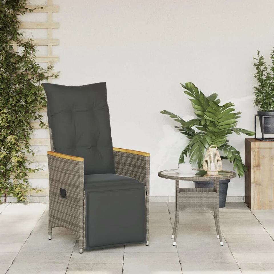 VidaXL - Tuinstoel - Grijs - Poly Rattan 3 VidaXL - Tuinstoel - Grijs - Poly Rattan - Afbeelding 3