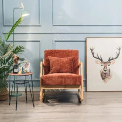 Schommelstoel Van Massief Hout En Terracotta Stof -VIDAXL Winkel 7920ebc98752430480ec9119a1f8fea3