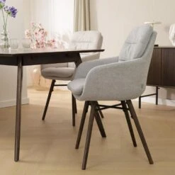 Nolon Nena-Mia Eetkamerstoel Grijs - Met Armleuning - Walnoot -VIDAXL Winkel 79b8df87b271420c88f037323ec5b92c