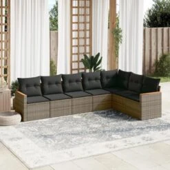 VidaXL Loungeset Met Kussens En Hout Armsteun - Grijs - Poly Rattan - 7 Stuks 12 VidaXL Loungeset Met Kussens En Hout Armsteun - Grijs - Poly Rattan - 7 Stuks -VIDAXL Winkel 79ddd41bb5fd4fbb8c9dbf4c8c352262