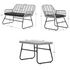 Tuinset Van Rotan En Metaal In Grijs -VIDAXL Winkel 7a80e7f1408847c480242f24483ce796