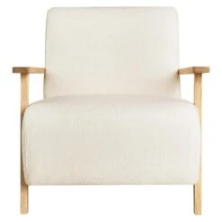 LESJA - Fauteuil - Lichtbeige - Bouclé -VIDAXL Winkel 7abca8fbebbe48d5bedc43e97967c6dc