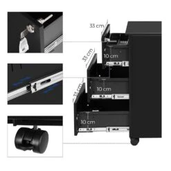 Bureau Ladeblok Verrijdbaar Incl. Slot - 55x45x39cm - Zwart -VIDAXL Winkel 7c92da46232246f1912c610befeea7c7