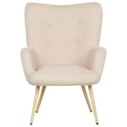 VEJLE II - Fauteuil Met Hocker - Beige - Bouclé -VIDAXL Winkel 7d64760faeb24603819ebaec9794ecad
