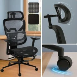 CLP Bureaustoel Beresford Zwart Frame - Stof - Zwart -VIDAXL Winkel 7d80ba220c9e44639299e0eb609657ea