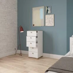 Ladekast Liva 5 Lades - Kronberg Eik/mat Wit -VIDAXL Winkel 7e298b40854c4543a4544ce0f4ffb19a