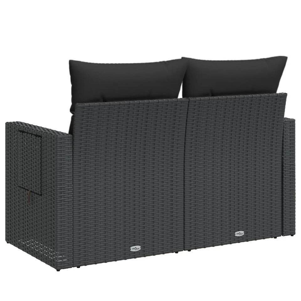 VidaXL - Tuinbank 2-zits - Zwart - Poly Rattan - Met Kussens 7 VidaXL - Tuinbank 2-zits - Zwart - Poly Rattan - Met Kussens - Afbeelding 7