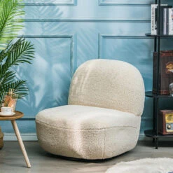 Salonstoel Swivel Van Metaal En Witte Lussen -VIDAXL Winkel 7ed2539258274af2959671930d455003