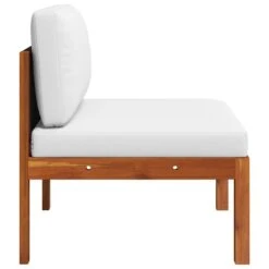 VidaXL - Tuinmiddenbank - Wit - Acaciahout - Met Kussens -VIDAXL Winkel 7f04145f2cbc4345bd7770d576211fea