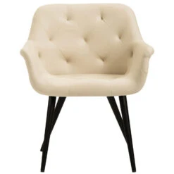 CLP Eetkamerstoel Langford Zwart Frame - Kunstleer - Creme -VIDAXL Winkel 8046dbc575444b84a01ddff7a0a7dac1