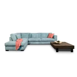 Hoekbank Stuttgart Groot Links - Ribcord - Ijsblauw -VIDAXL Winkel 81004582 0101