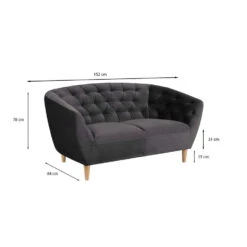 Bank Thyrza 2-zits - Fluweel - Donkergrijs -VIDAXL Winkel 81020424 6900