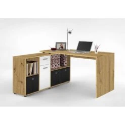 Hoekbureau Lex - Eikenkleur/wit - 136x68x75 Cm -VIDAXL Winkel 81025638 0011