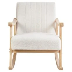 LEKNES - Schommelstoel - Gebroken Wit - Bouclé -VIDAXL Winkel 8165c5a3ce3e46a2aafa7662e4cb34ef