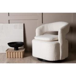 Svea - Teno Draaibare Fauteuil - Boucle - Wit -VIDAXL Winkel 83531b02ed2148b58aab24aa257c73df