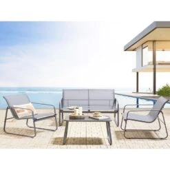 BARREA - Loungeset 4-zits - Grijs - Metaal 16 BARREA - Loungeset 4-zits - Grijs - Metaal -VIDAXL Winkel 840c10310e224fab984ec1a1bac5b346