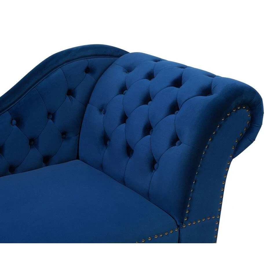 NIMES - Chaise Longue - Blauw - Rechterzijde - Fluweel 8 NIMES - Chaise Longue - Blauw - Rechterzijde - Fluweel - Afbeelding 8