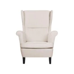 Beliani Oorfauteuil ABSON - Beige Polyester -VIDAXL Winkel 84695a039fcb4624bc55cf1d271604a2