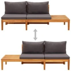VidaXL - Tuinbank - Grijs - Acaciahout - Met Tafel En Kussens -VIDAXL Winkel 84b43080b41245d687d8641388bb1c65