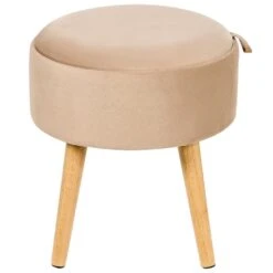 NEELY - Hocker - Beige - Fluweel -VIDAXL Winkel 8611ac8a0ba844a6818a4e112c6278c8