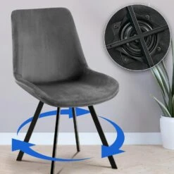 CLP Set Van 2 Eetkamerstoel Lewes Zwart Frame - Fluweel - Donkergrijs -VIDAXL Winkel 8636f1a6be0c41aea74393ef7fad2869