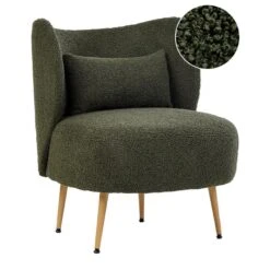 OTSBY II - Fauteuil - Donkergroen - Bouclé -VIDAXL Winkel 877c23ff84164cfe83defef36568e2bc