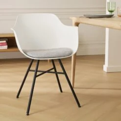 Nolon Noa-Liz Eetkamerstoel Wit - Lichtgrijs Kussen - Zwarte Poten -VIDAXL Winkel 87af3ccd4473413cb129f87ee48bc373