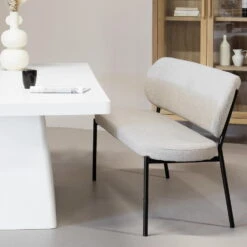 Eetkamerbank Taupe Stof - Diepte 63cm - Zitbreedte 160cm - Maddie -VIDAXL Winkel 882a030107444155997f85a4a2a5ee95