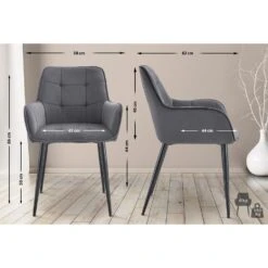 CLP Set Van 2 Eetkamerstoel Ferndale Zwart Frame - Fluweel - Donkergrijs -VIDAXL Winkel 8ac20b3e78d141649663ea1c8282831d