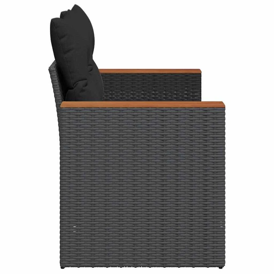 VidaXL Tuinbank 2-Zits – Zwart Polyrattan – 124x62x69 Cm – Weerbestendig Design 5 VidaXL Tuinbank 2-Zits – Zwart Polyrattan – 124x62x69 Cm – Weerbestendig Design - Afbeelding 5