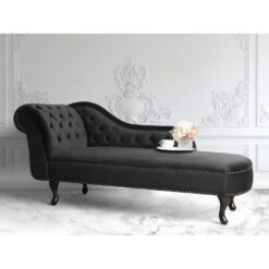 NIMES - Chaise Longue - Zwart - Linkerzijde - Fluweel -VIDAXL Winkel 8b988fb7861e4b5d926779912ff3a4e9