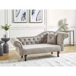 LATTES II - Chaise Longue - Taupe - Rechterzijde - Fluweel -VIDAXL Winkel 8d7c0dcbf6ce4fbbb9aad9f3a80408ee