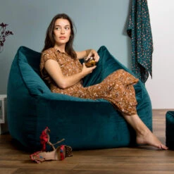 Icon Zitzak En XL Poef Natalia - Fluwelen Zitzak - Blauwgroen -VIDAXL Winkel 8dbfbda2e2484b069fdcb5cd13300c2b