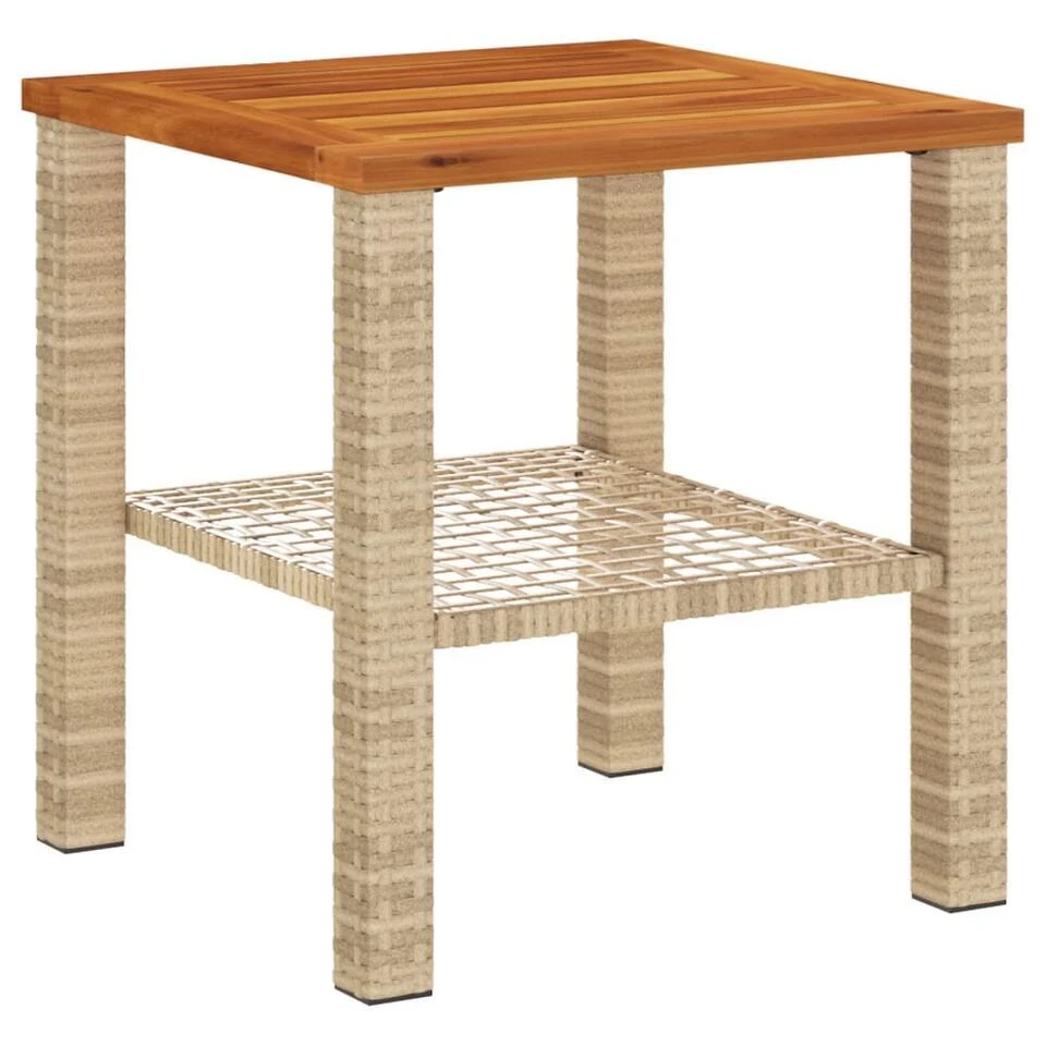 VidaXL - Loungetafel Met Opbergruimte - Beige - Poly Rattan En Hout - 40x40x42cm 6 VidaXL - Loungetafel Met Opbergruimte - Beige - Poly Rattan En Hout - 40x40x42cm - Afbeelding 6