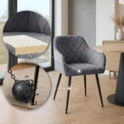 CLP Set Van 2 Eetkamerstoel Monett Zwart Frame - Fluweel - Donkergrijs -VIDAXL Winkel 900b3a88e22a49a59e305f6302e88fcd