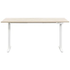 Bureau Homeworx Zit/sta Handmatig Verstelbaar – Eikenkleur/wit - 75/118x160x80 Cm -VIDAXL Winkel 90103610 0100