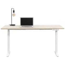 Bureau Homeworx Zit/sta Handmatig Verstelbaar – Eikenkleur/wit - 75/118x160x80 Cm -VIDAXL Winkel 90103610 0140
