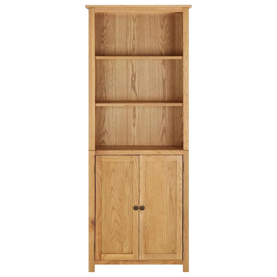 VidaXL Boekenkast Met 2 Deuren 70x30x180 Cm Massief Eikenhout 2 VidaXL Boekenkast Met 2 Deuren 70x30x180 Cm Massief Eikenhout - Afbeelding 2