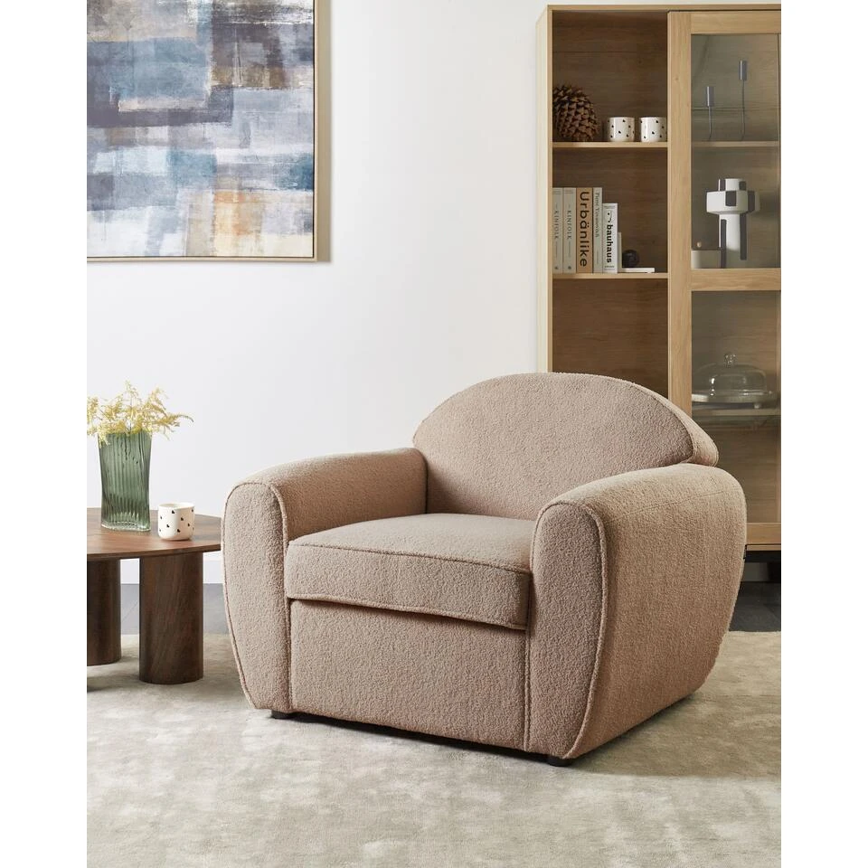 ELLEDE - Fauteuil - Lichtbruin - Bouclé 2 ELLEDE - Fauteuil - Lichtbruin - Bouclé - Afbeelding 2