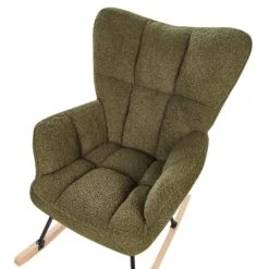 OULU - Schommelstoel - Donkergroen - Bouclé -VIDAXL Winkel 92e65057e2df45358a4848156a0e356d